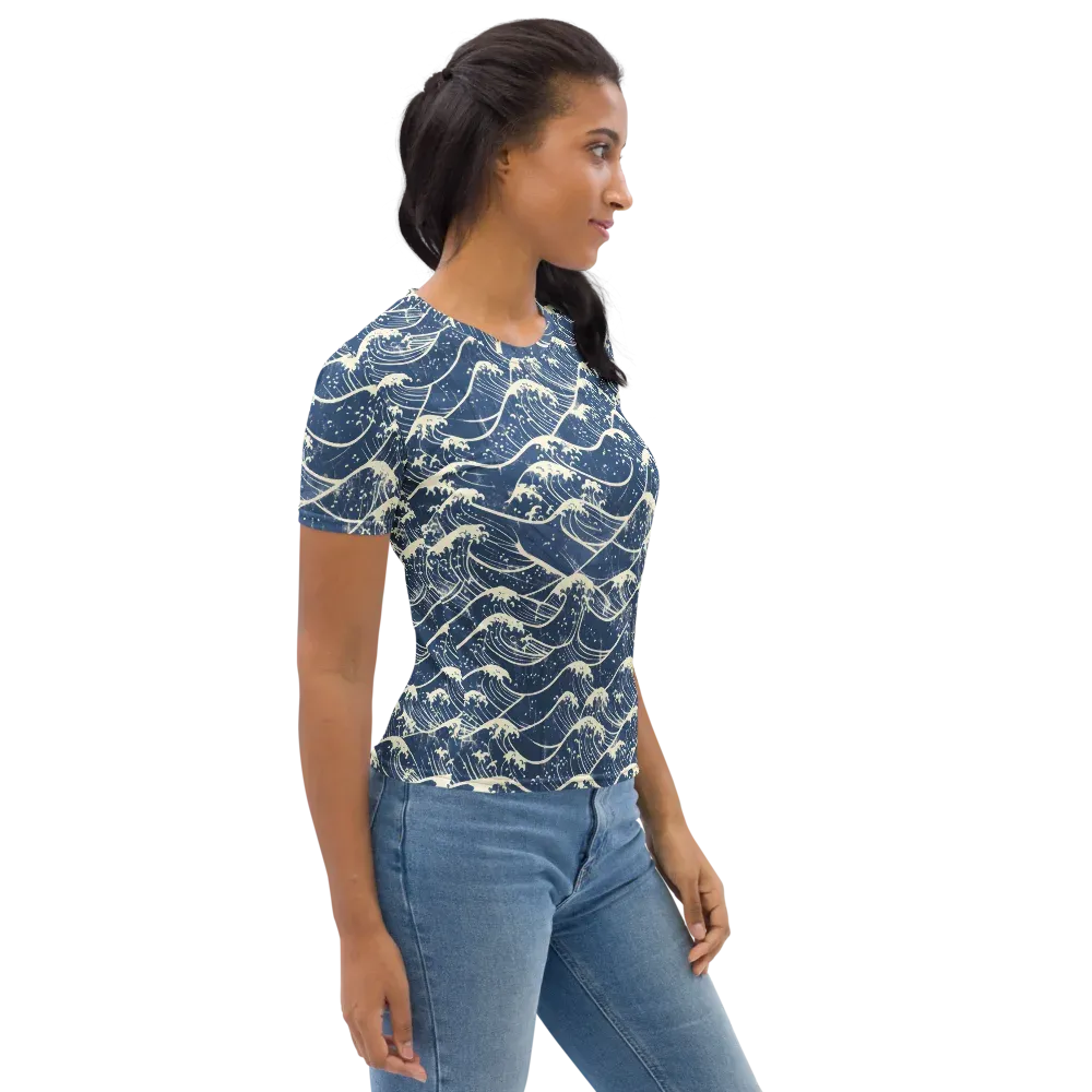 Ukiyo Wave on Women's Crew Neck T-Shirt — Back print