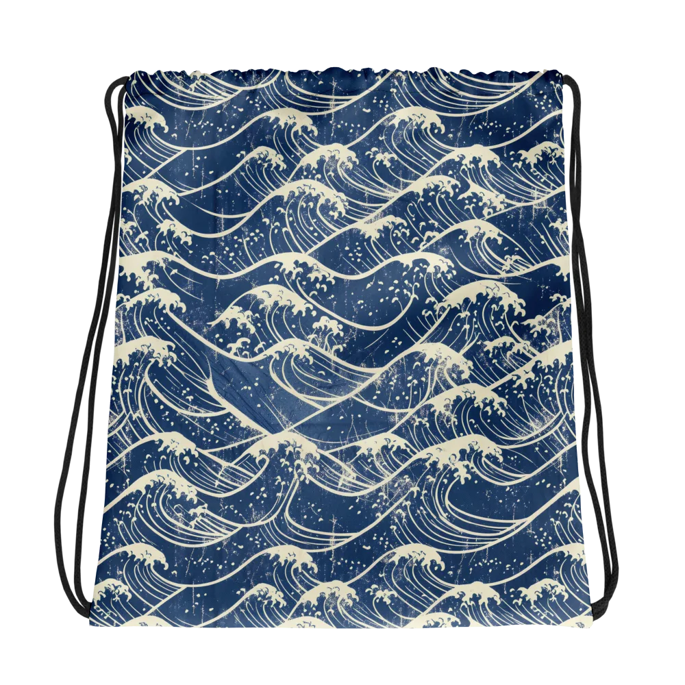Ukiyo Wave on Drawstring Bag — Mockup