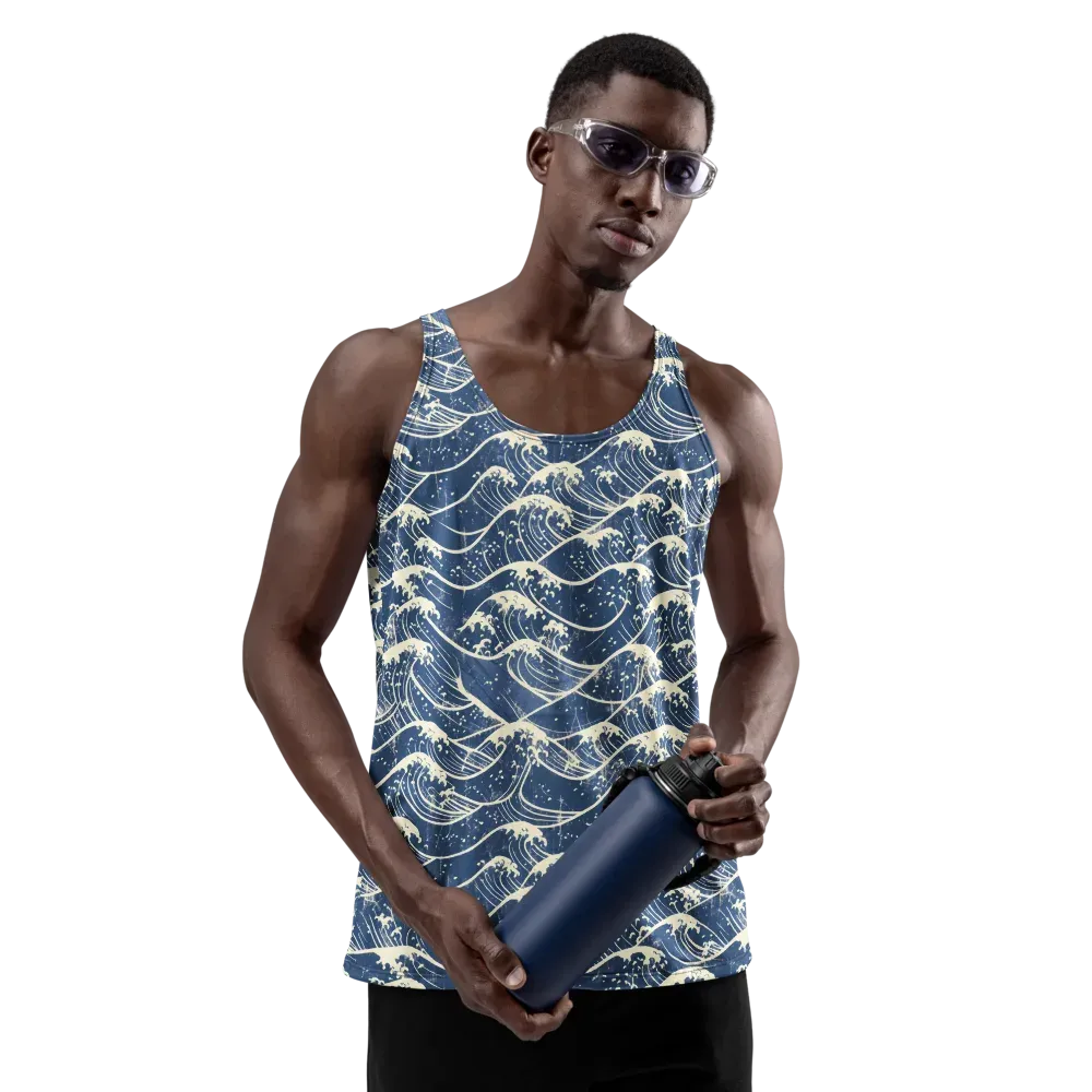 Ukiyo Wave on Men's Tank Top — Back print