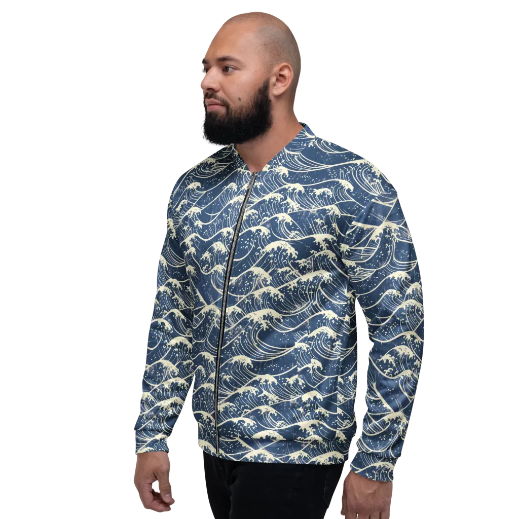 Ukiyo Wave on Bomber Jacket — Left