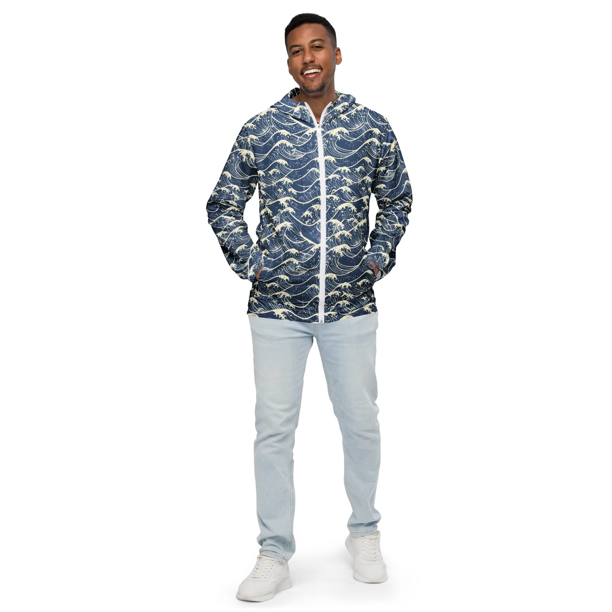 Ukiyo Wave on Men's Windbreaker — Front