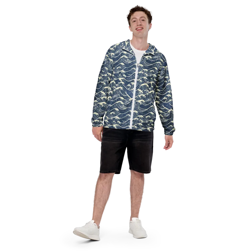 Ukiyo Wave on Men's Windbreaker — Front print