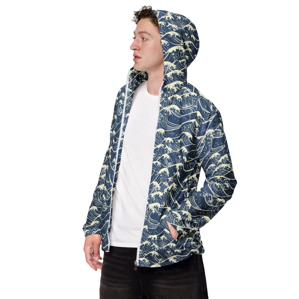 Ukiyo Wave on Men's Windbreaker — Left Front