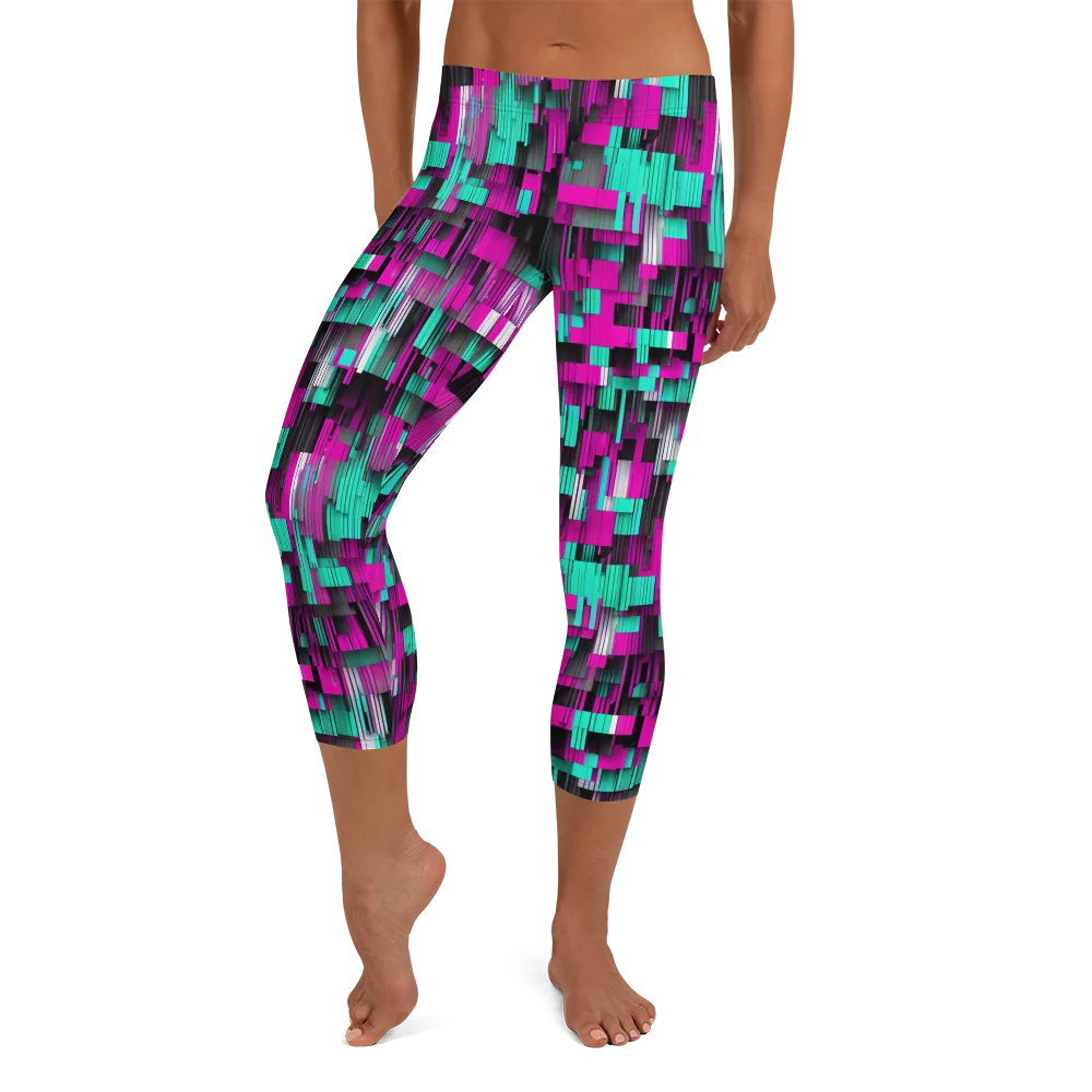 Neon Shard on Capri Leggings — Front
