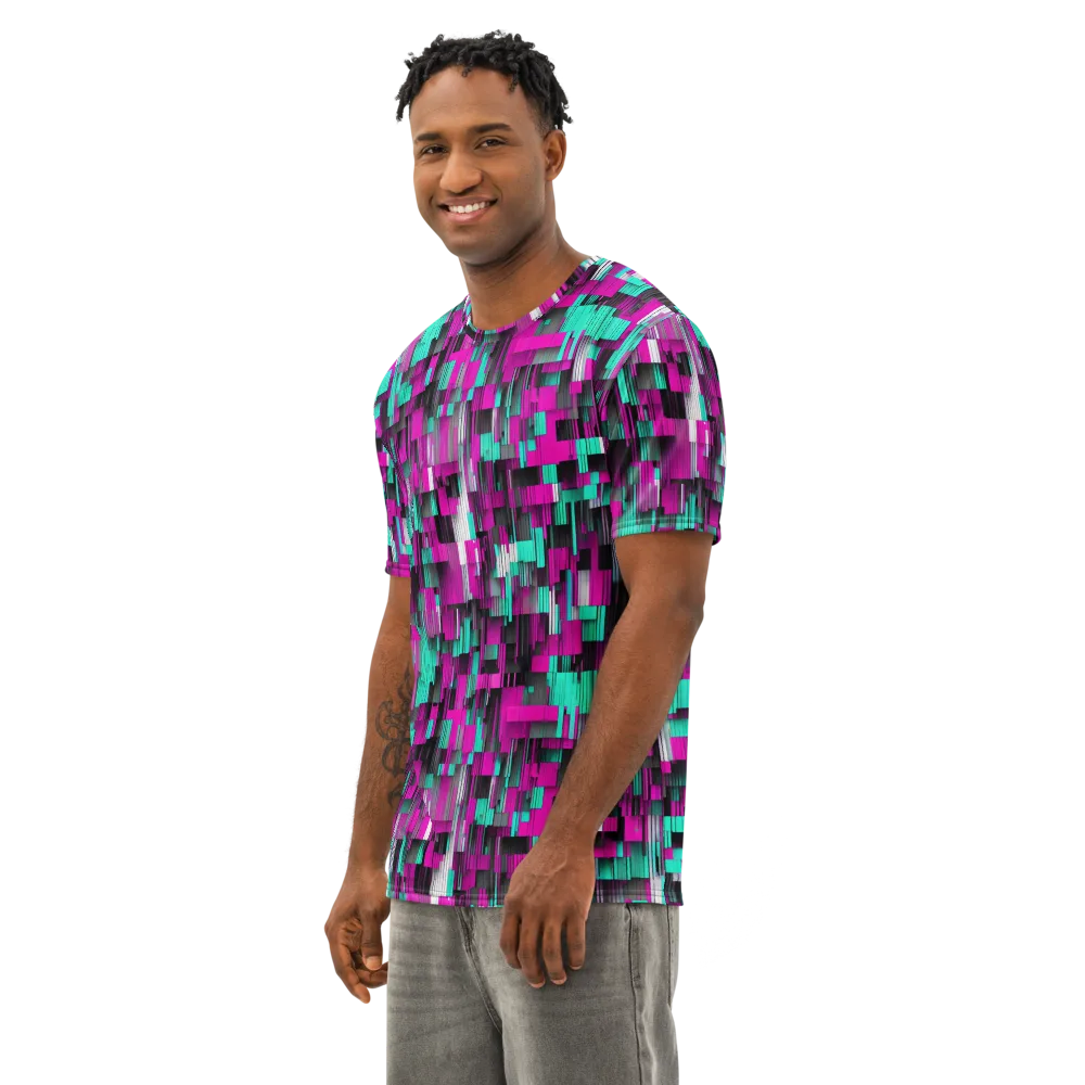 Neon Shard on Men's Cotton Crew Neck T-Shirt — Left Front