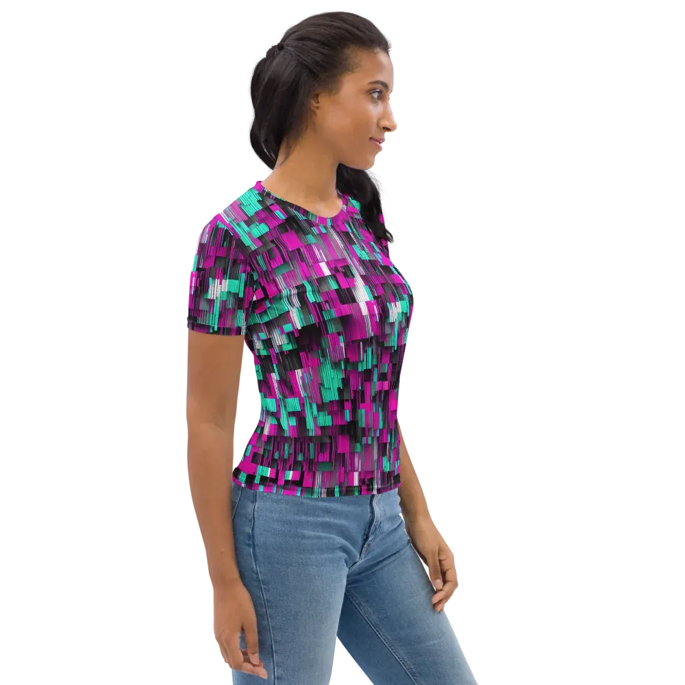 Neon Shard on Women's Crew Neck T-Shirt — Back print