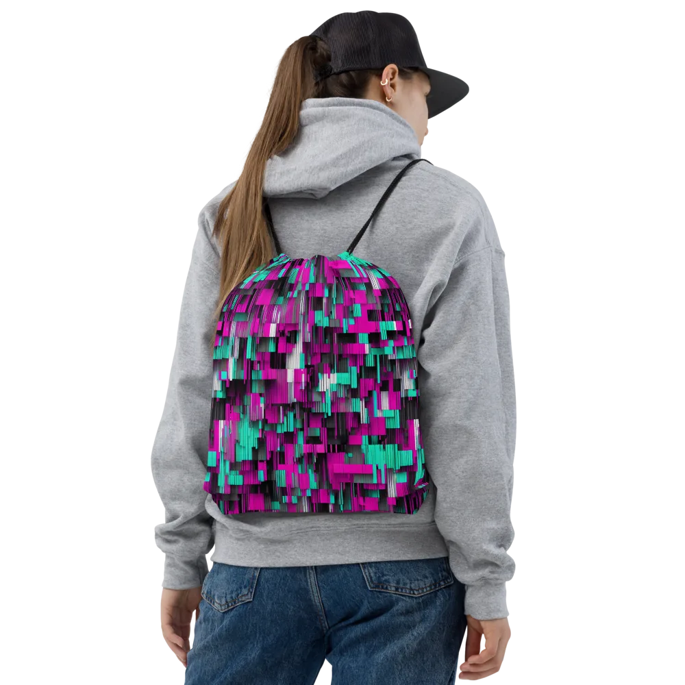Neon Shard on Drawstring Bag — Front