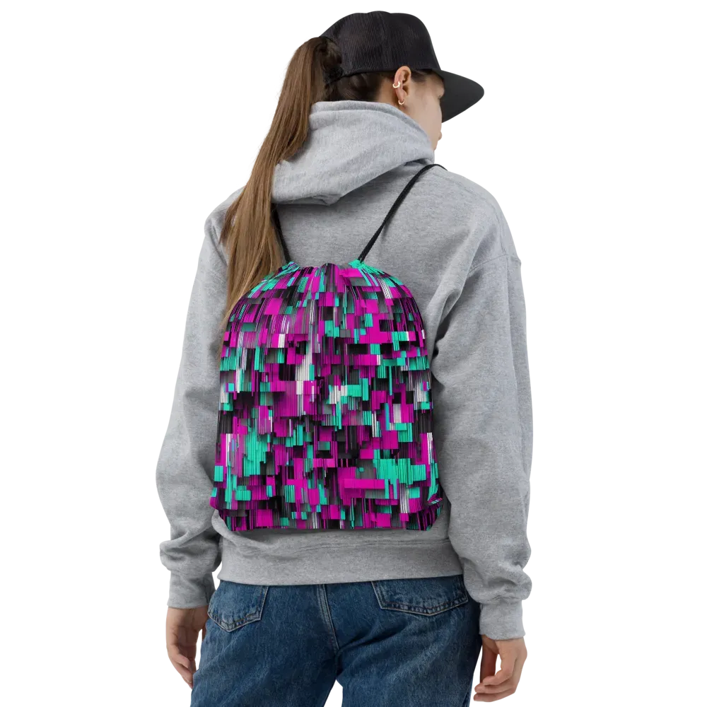 Neon Shard on Drawstring Bag — Front