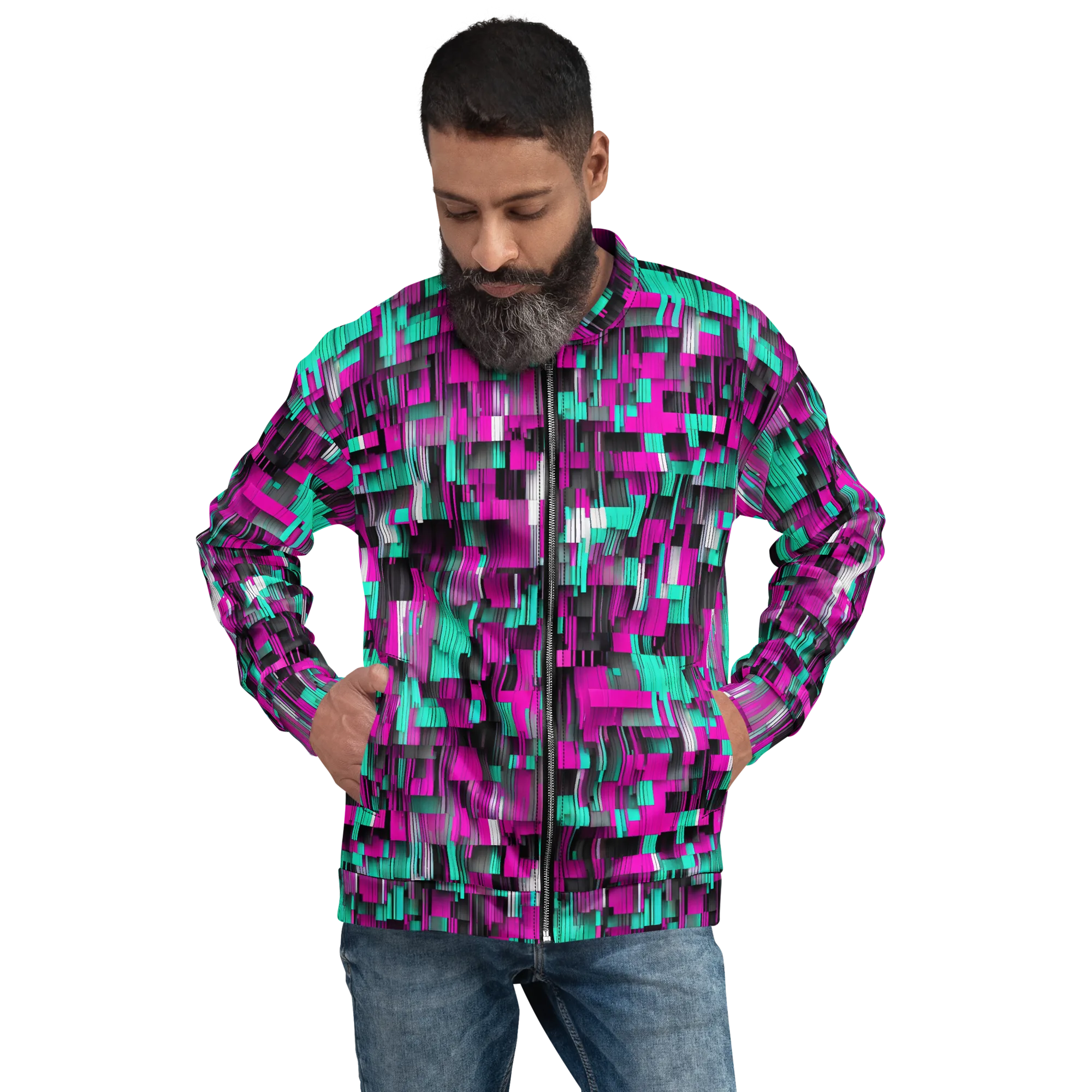 Neon Shard on Bomber Jacket — Front print