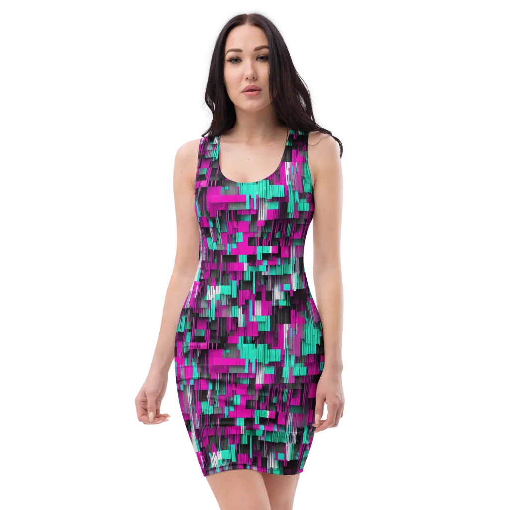 Neon Shard on Bodycon Dress — Front