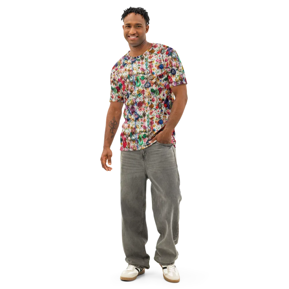 Botanical Bijou on Men's Cotton Crew Neck T-Shirt — Front