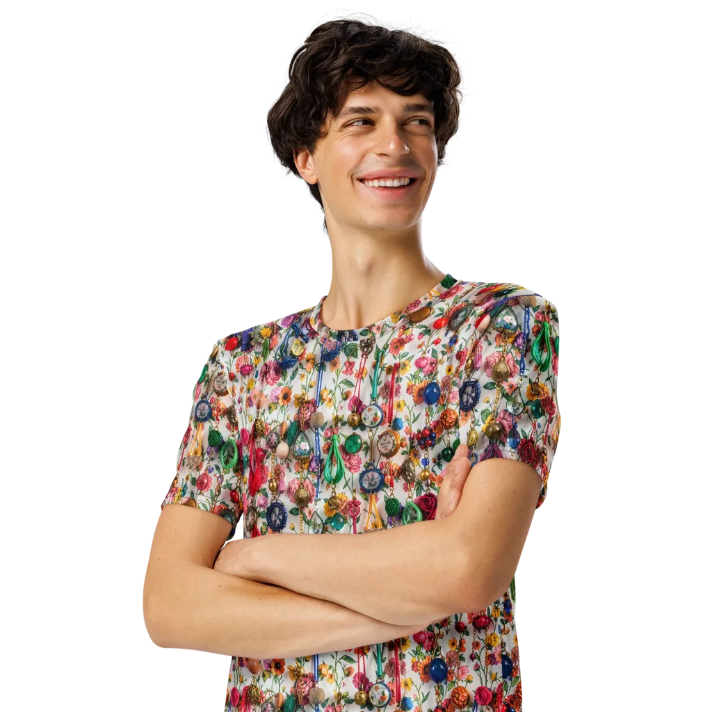 Botanical Bijou on Men's Crew Neck T-Shirt — Front print