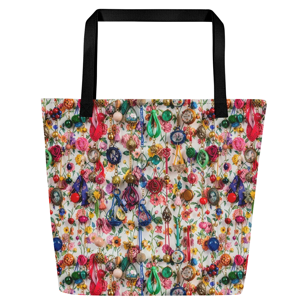 Botanical Bijou on Large Tote Bag W/ Pocket — Front
