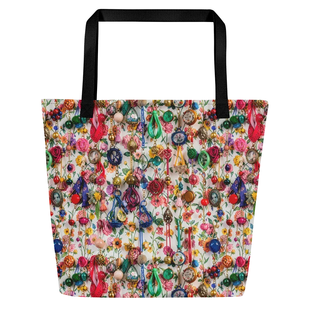 Botanical Bijou on Large Tote Bag W/ Pocket — Front