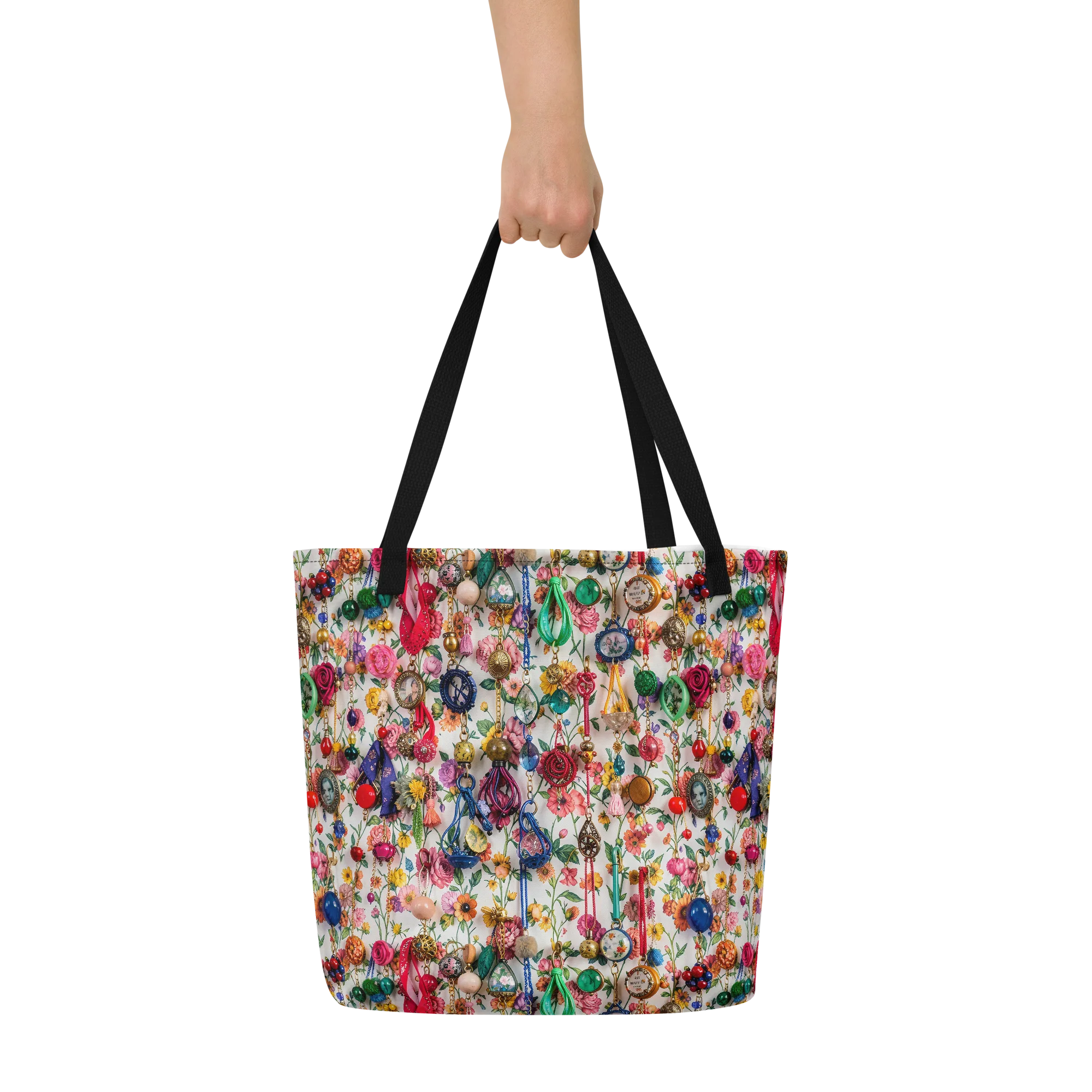 Botanical Bijou on Large Tote Bag W/ Pocket — Print file