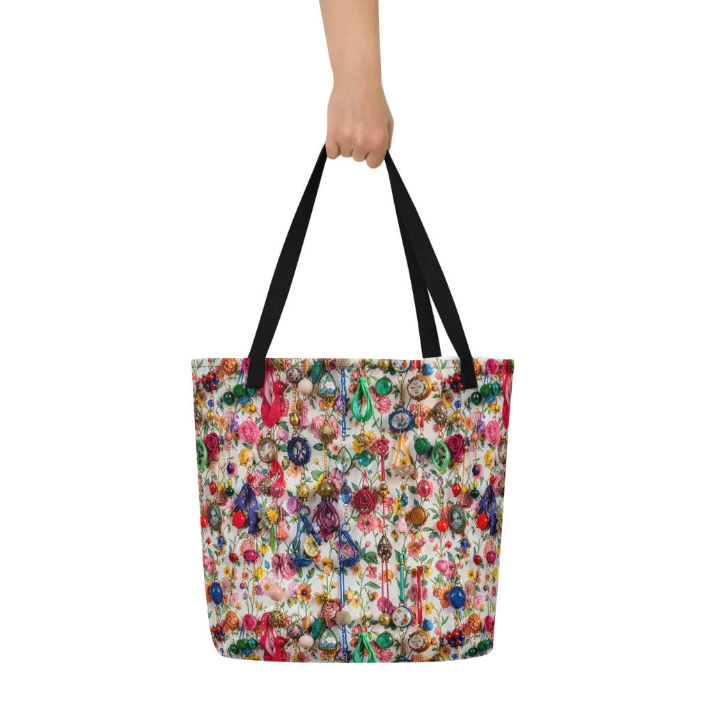 Botanical Bijou on Large Tote Bag W/ Pocket — Print file