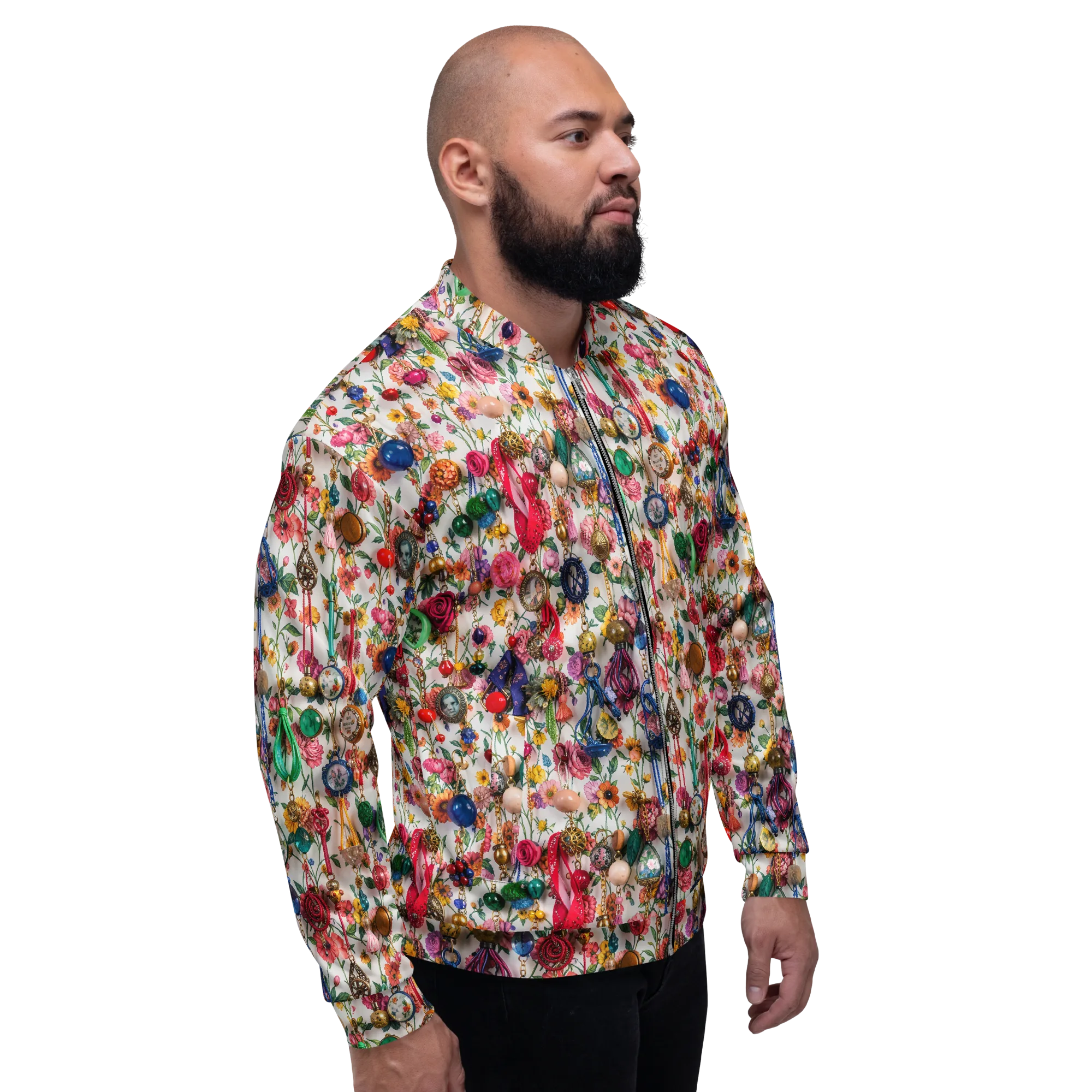 Botanical Bijou on Bomber Jacket — Right sleeve