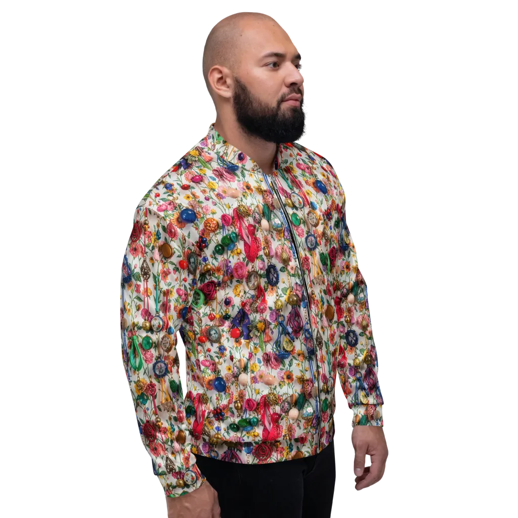Botanical Bijou on Bomber Jacket — Right sleeve
