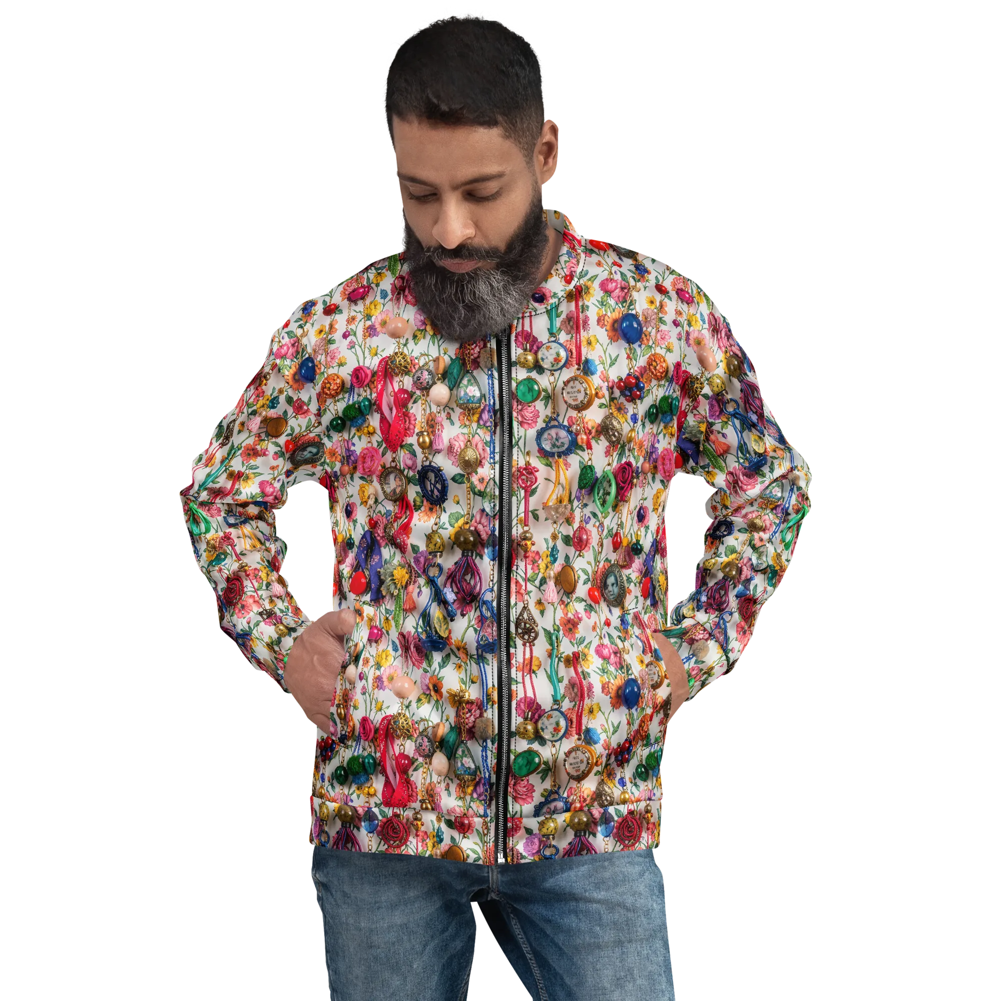 Botanical Bijou on Bomber Jacket — Front print