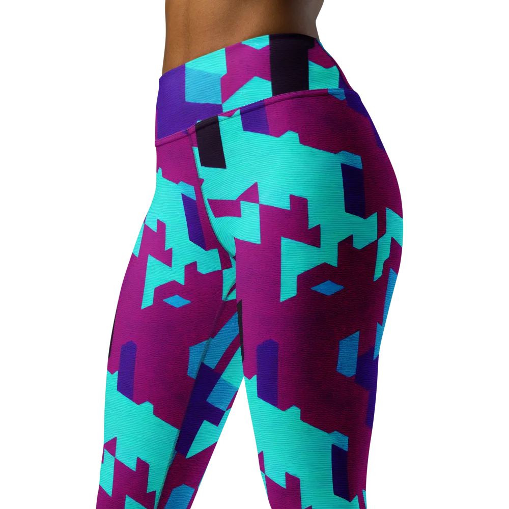 Electric Facets on Yoga Leggings — Back waist