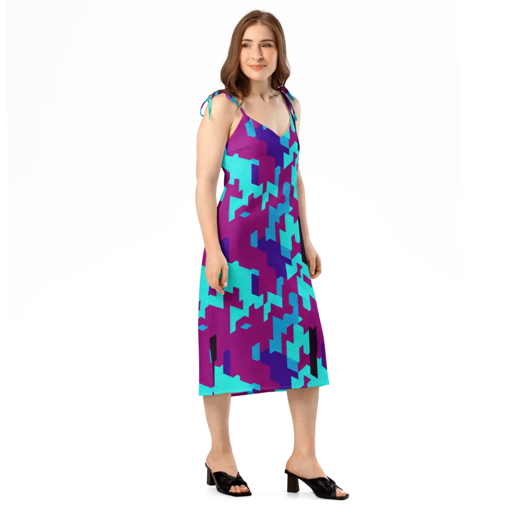 Electric Facets on Slip Dress — Right Front
