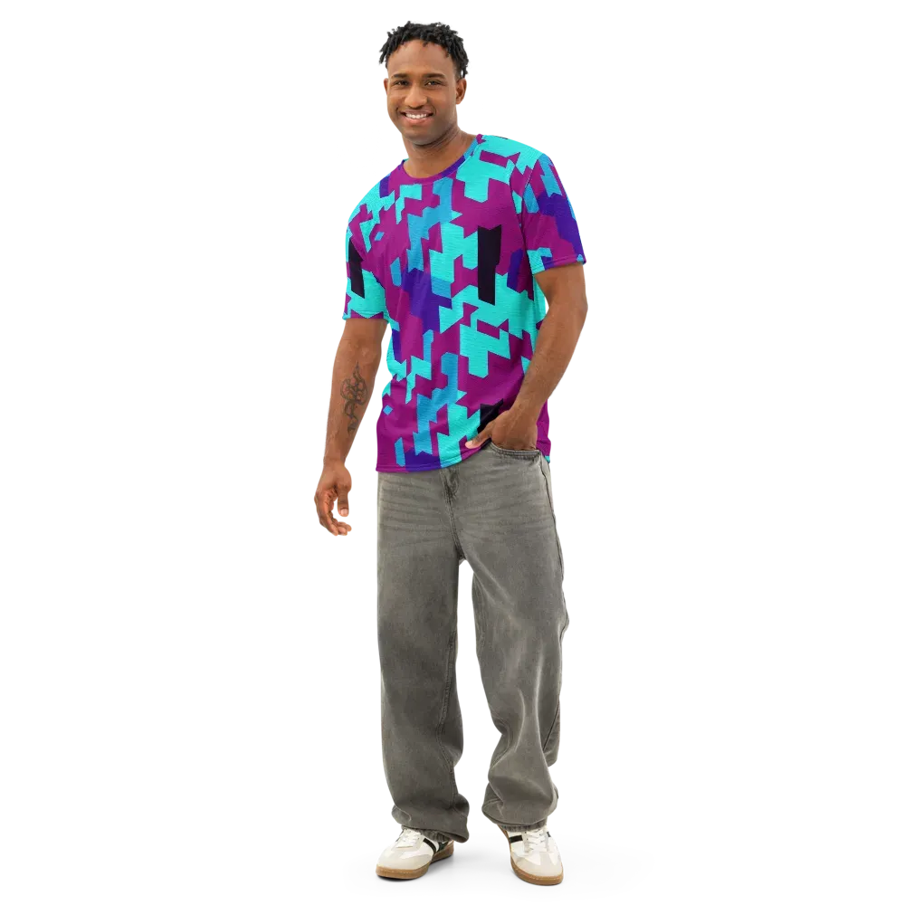 Electric Facets on Men's Cotton Crew Neck T-Shirt — Front