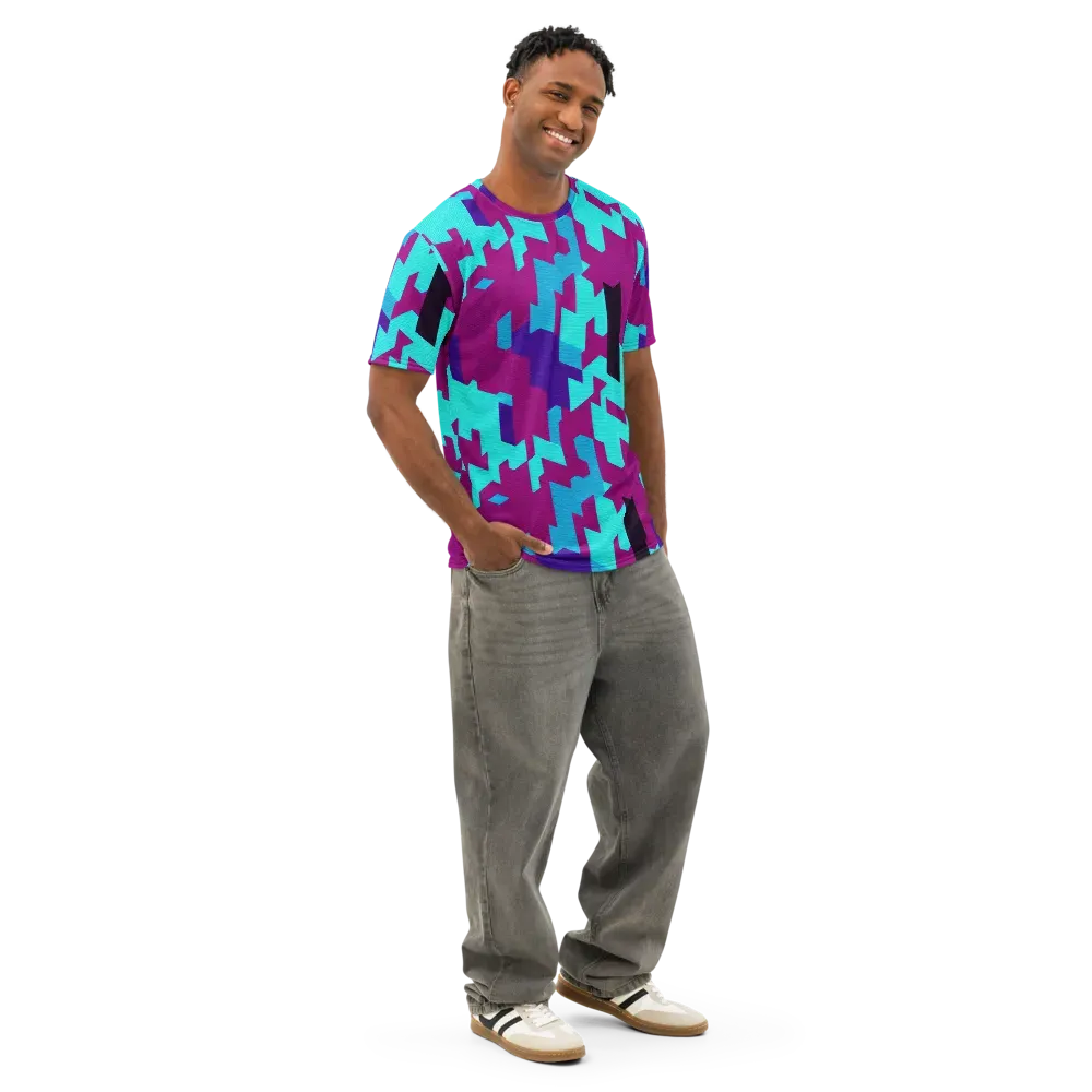 Electric Facets on Men's Cotton Crew Neck T-Shirt — Right Front