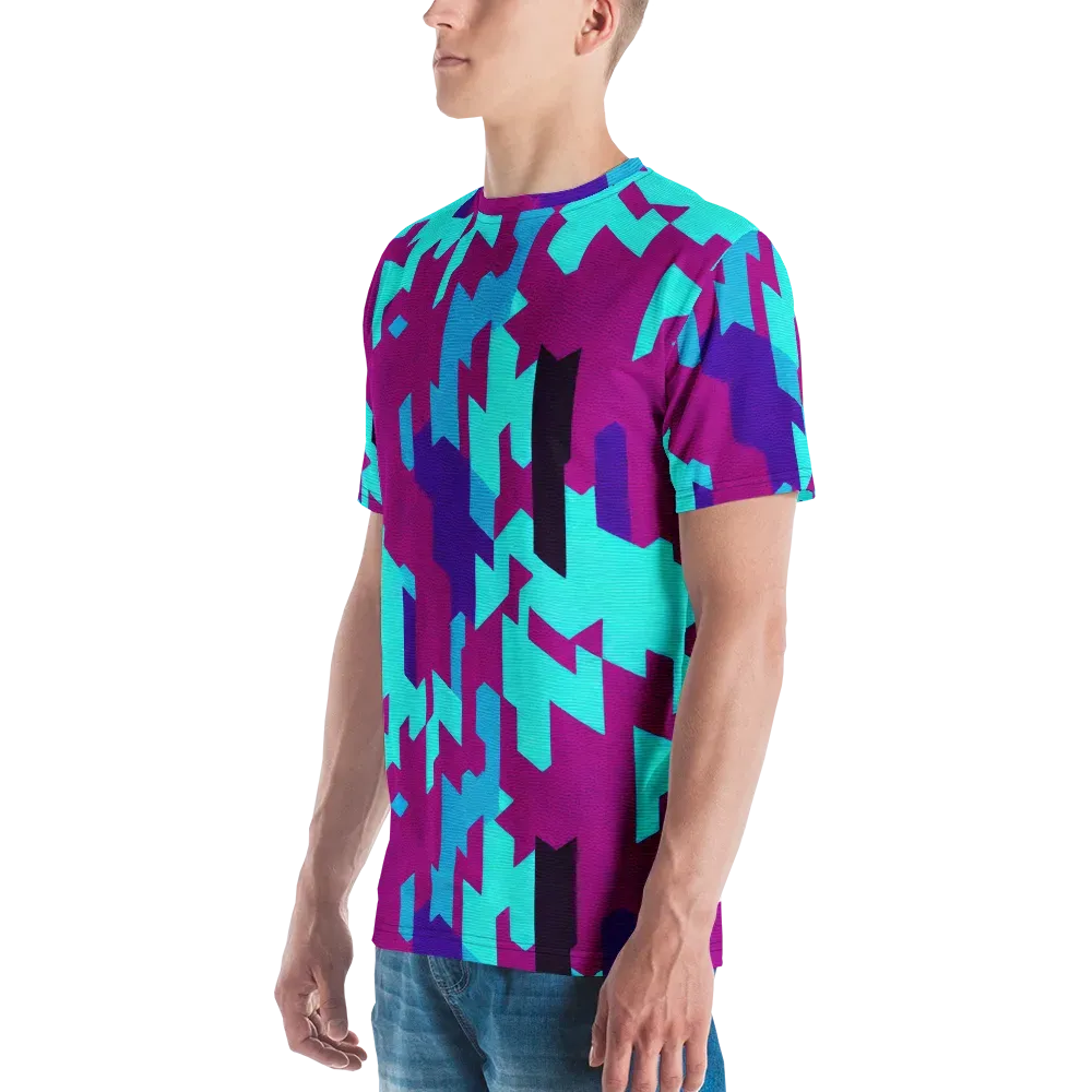 Electric Facets on Men's Crew Neck T-Shirt — Left