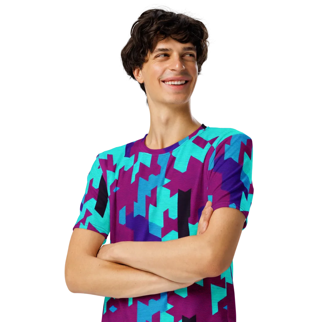 Electric Facets on Men's Crew Neck T-Shirt — Front print