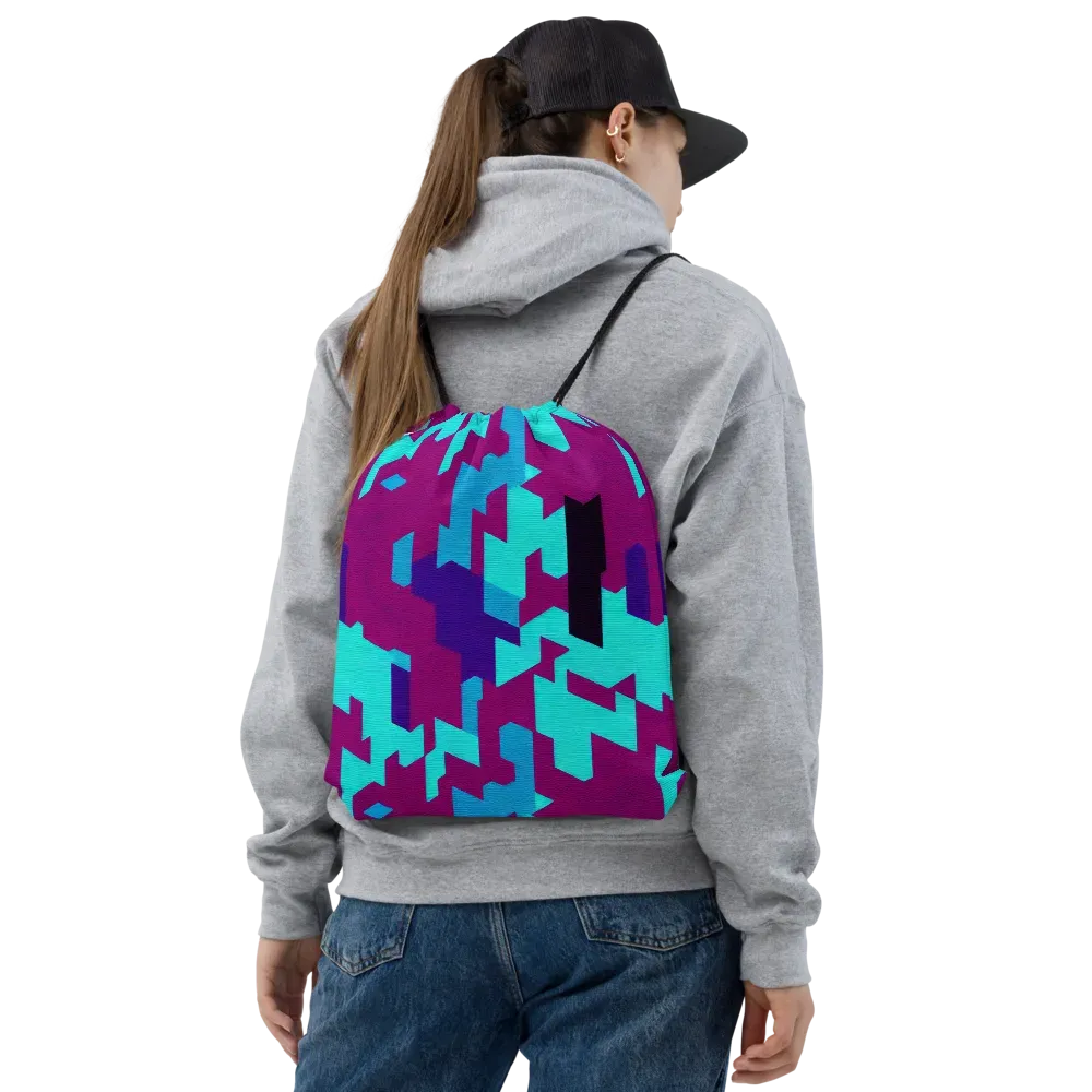Electric Facets on Drawstring Bag — Front