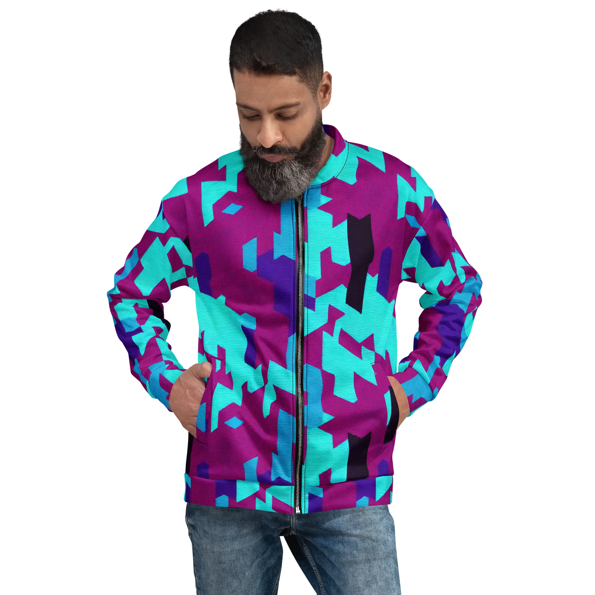 Electric Facets on Bomber Jacket — Front print