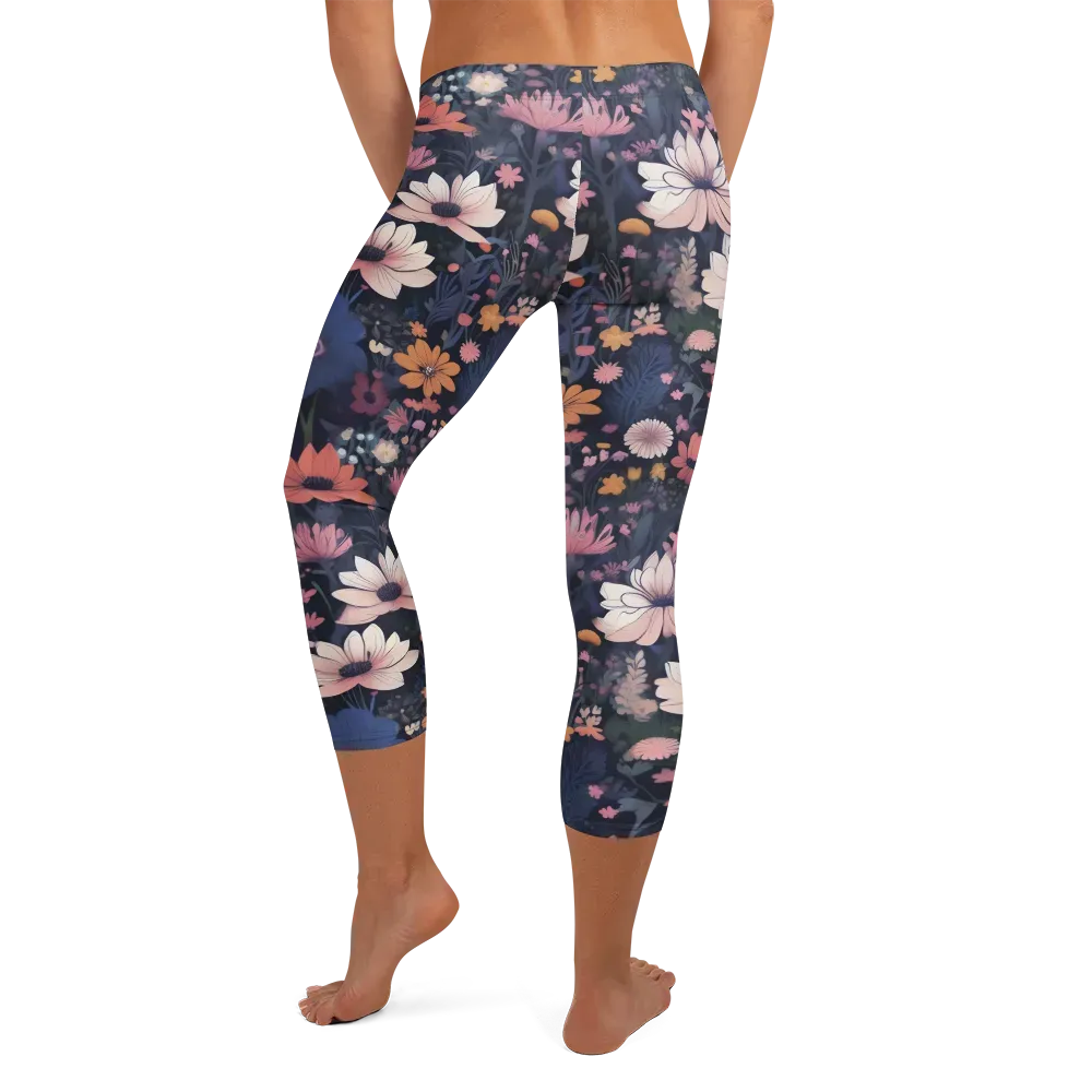 Moonlit Meadow on Capri Leggings — Back