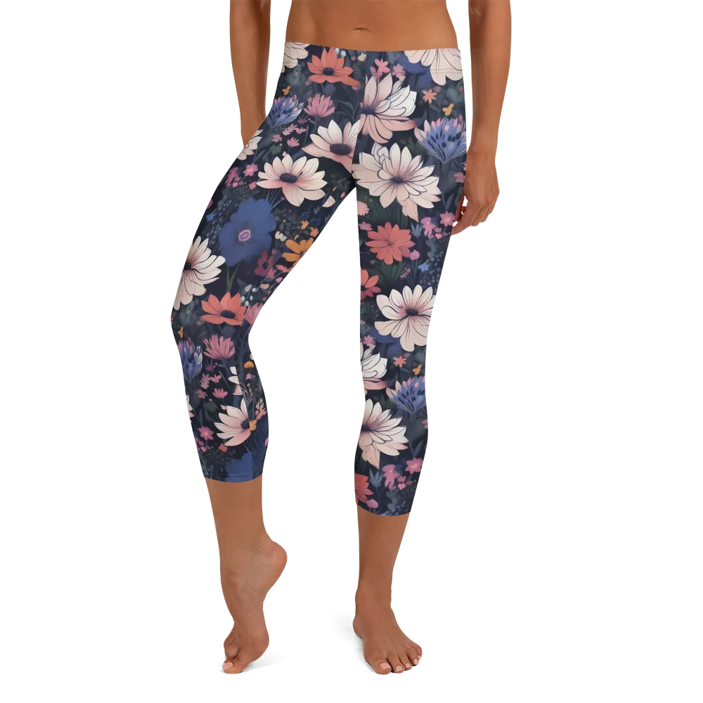 Moonlit Meadow on Capri Leggings — Front