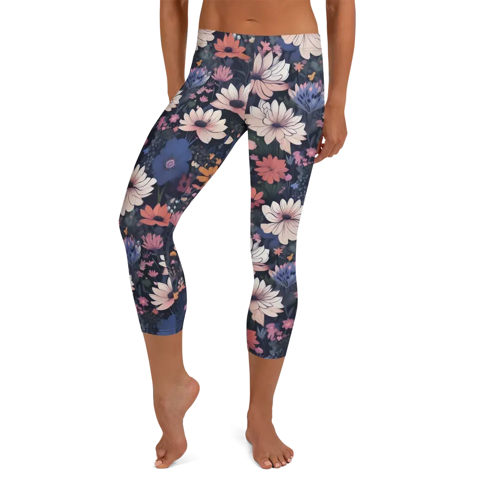 Moonlit Meadow on Capri Leggings — Front