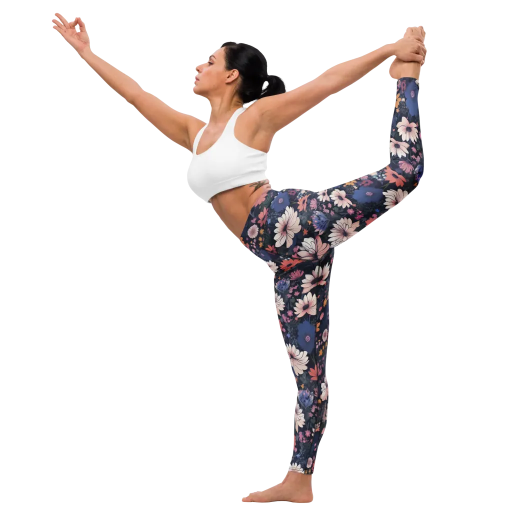 Moonlit Meadow on Yoga Leggings — Front waist