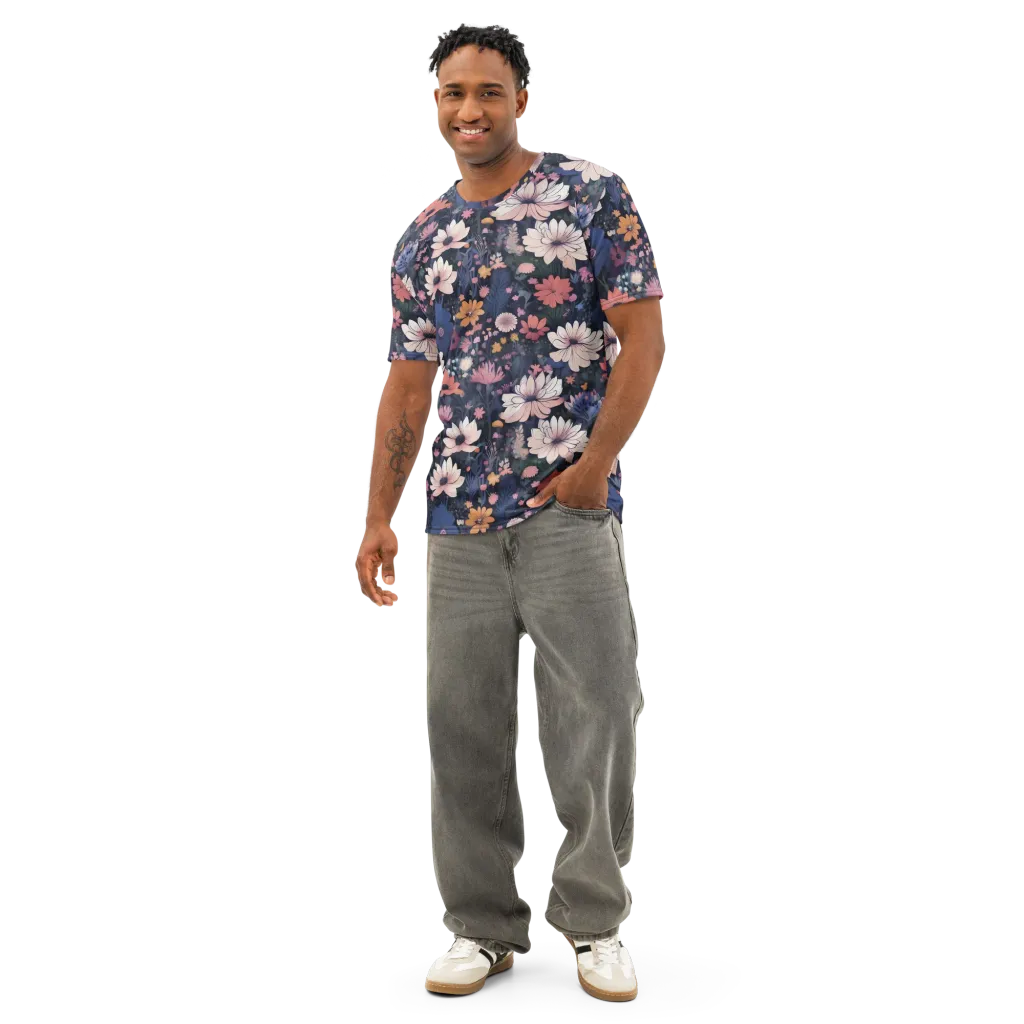 Moonlit Meadow on Men's Cotton Crew Neck T-Shirt — Front