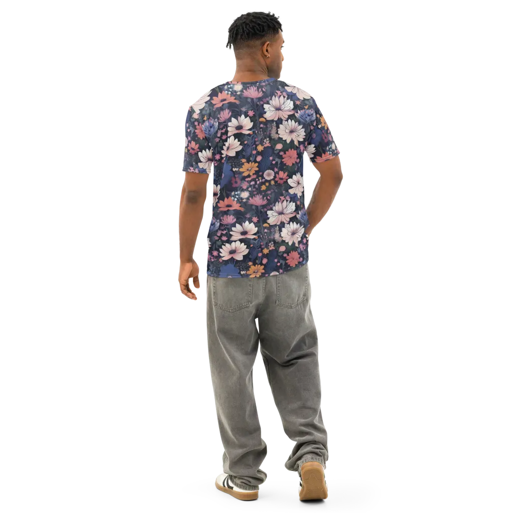 Moonlit Meadow on Men's Cotton Crew Neck T-Shirt — Back