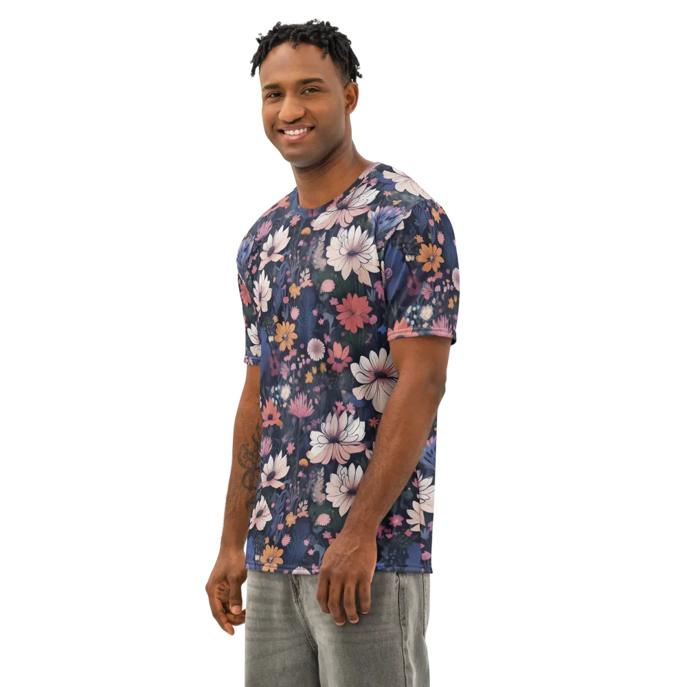 Moonlit Meadow on Men's Cotton Crew Neck T-Shirt — Left Front