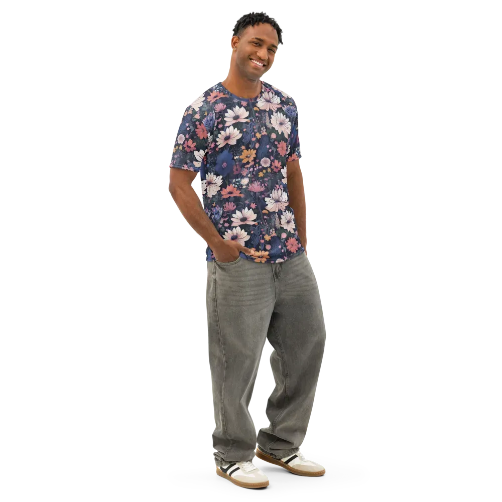 Moonlit Meadow on Men's Cotton Crew Neck T-Shirt — Right Front