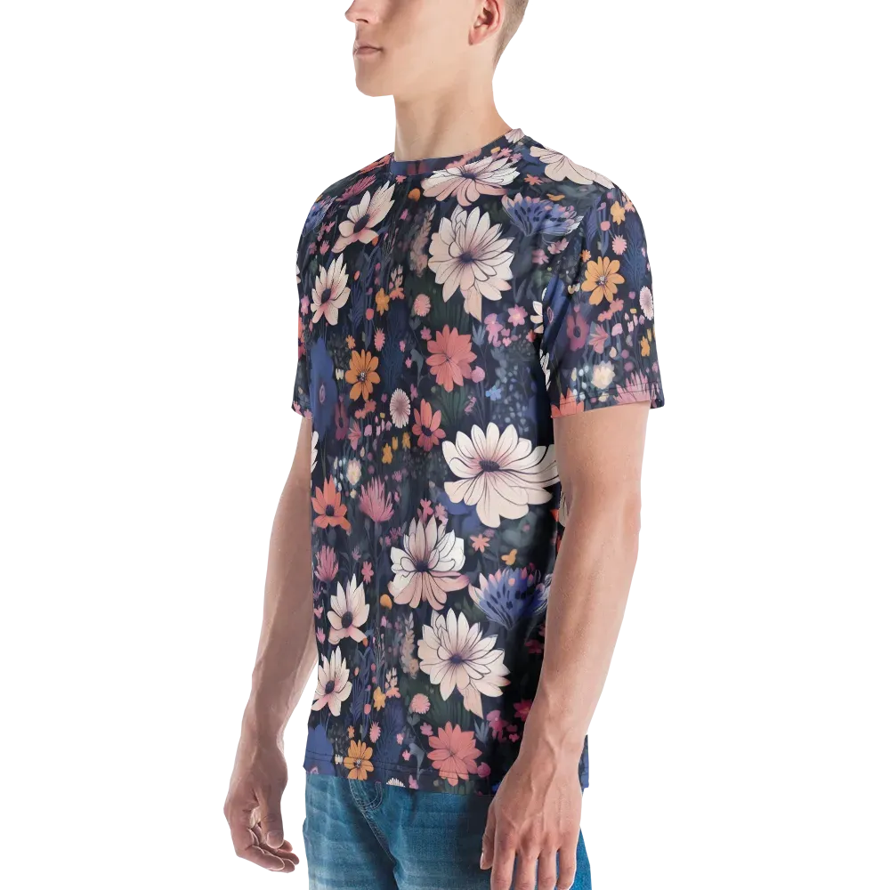 Moonlit Meadow on Men's Crew Neck T-Shirt — Left