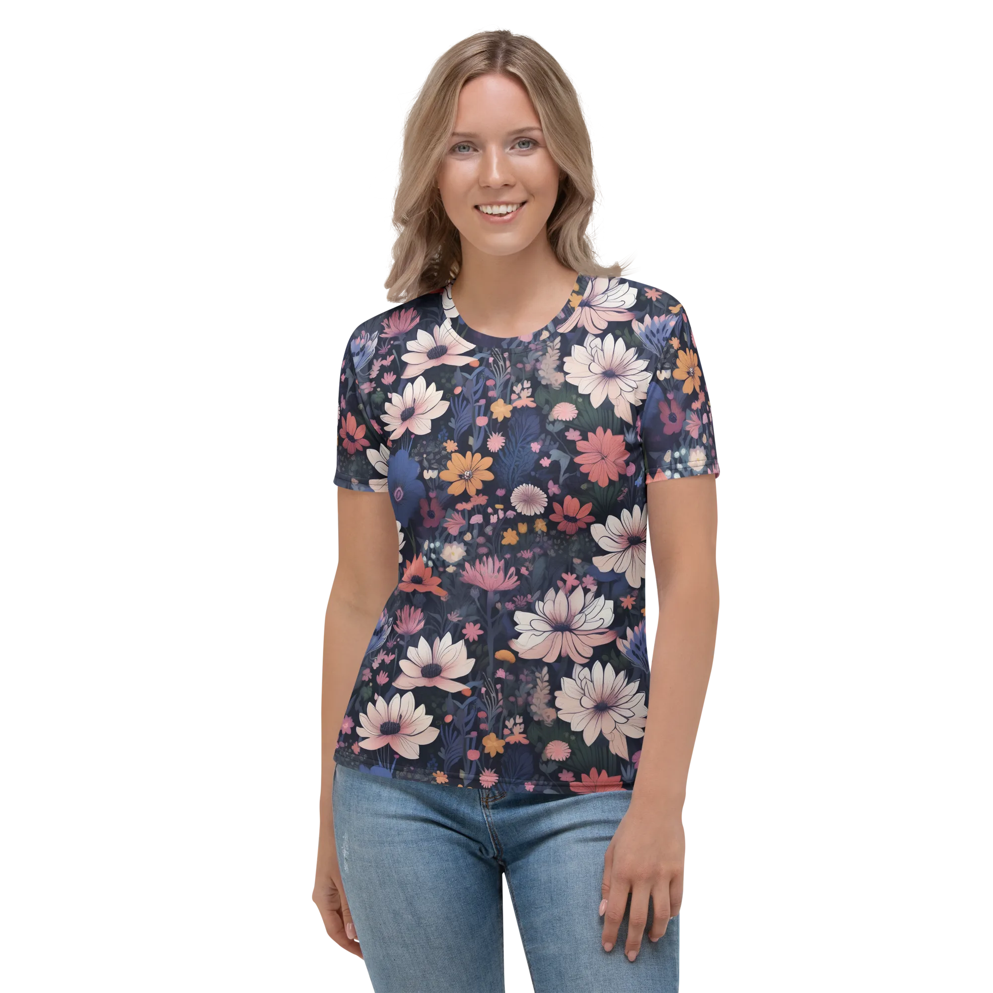 Moonlit Meadow on Women's Crew Neck T-Shirt — Front