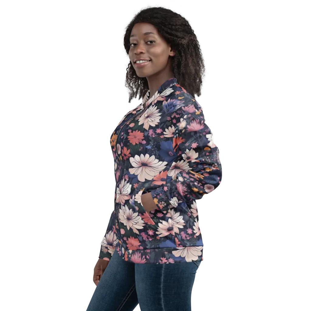 Moonlit Meadow on Bomber Jacket — Left sleeve