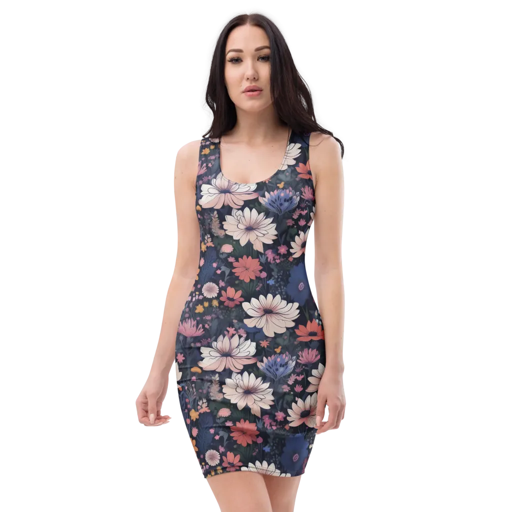 Moonlit Meadow on Bodycon Dress — Front