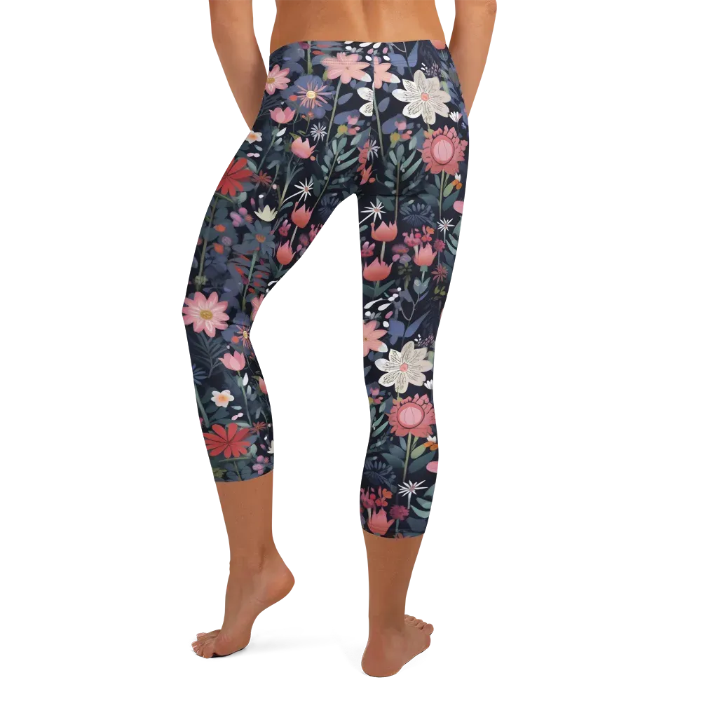 Twilight Bloom on Capri Leggings — Back