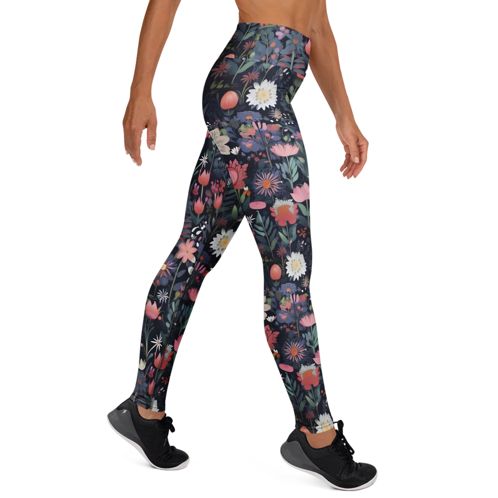 Twilight Bloom on Yoga Leggings — Front waist