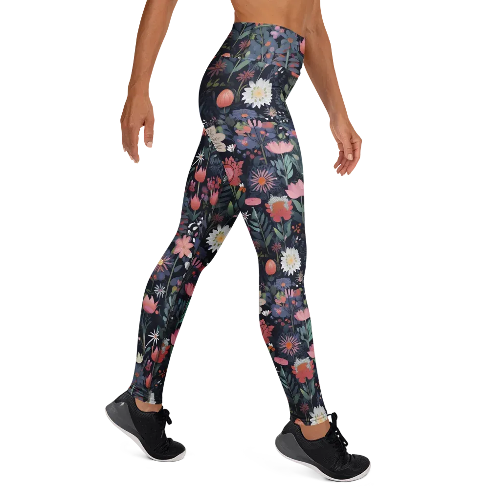 Twilight Bloom on Yoga Leggings — Front waist