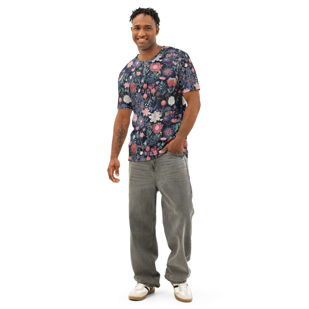Twilight Bloom on Men's Cotton Crew Neck T-Shirt — Front