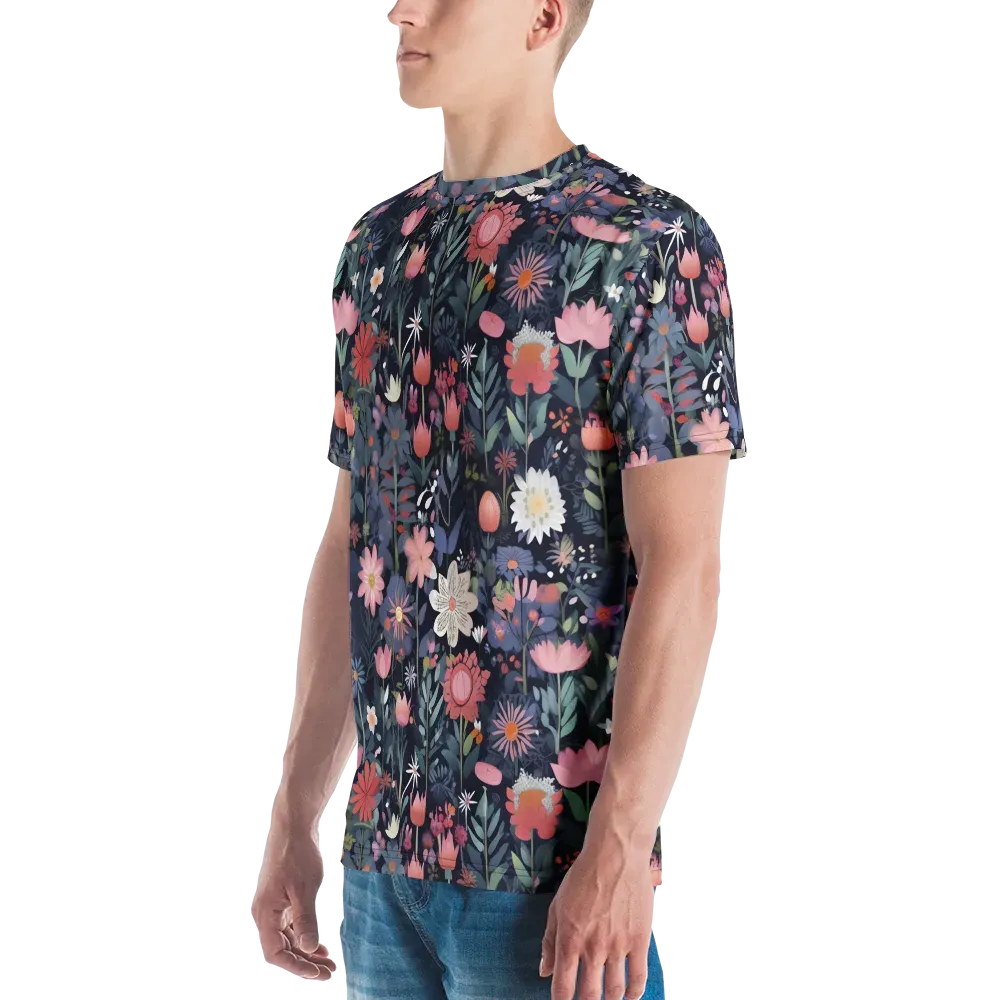 Twilight Bloom on Men's Crew Neck T-Shirt — Left