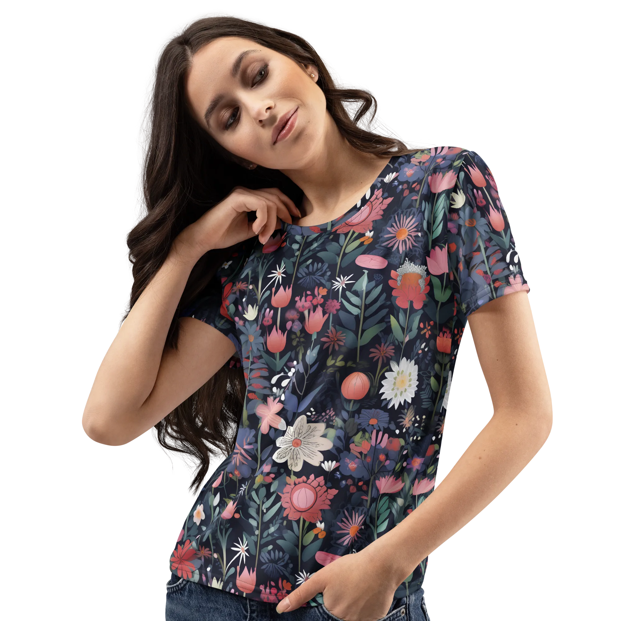 Twilight Bloom on Women's Crew Neck T-Shirt — Print file
