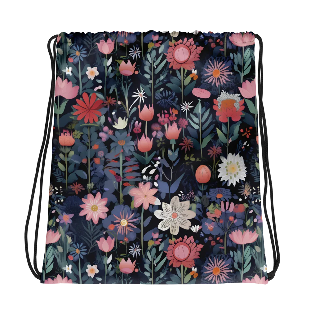 Twilight Bloom on Drawstring Bag — Mockup